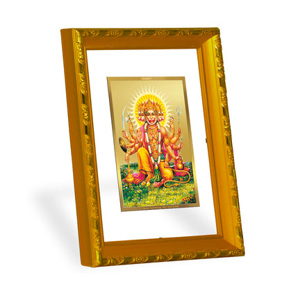 DIVINITI 24K Gold Plated Foil Panchmukhi Hanuman Photo Frame for Home Decor, Puja Room, Table Top, Wall Hanging, Workshop, Luxurious Gift|DG103 Size 2 (22.6x18.4 CM)