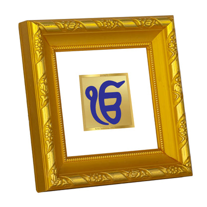 DIVINITI 24K Gold Plated Foil Ik Onkar Photo Frame for Workshop, Wall Hanging, Home Decor, Table Top, Gifts|DG103S1A (10x10 CM)