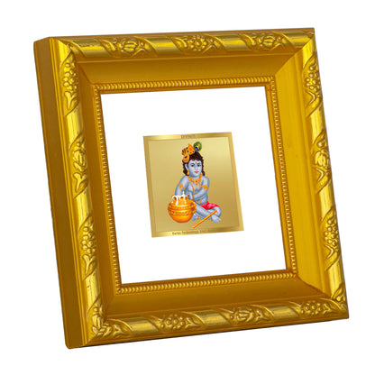 DIVINITI 24K Gold Plated Foil Bal Gopal Stylish Photo Frame for Wall Hanging, Home Decor, Workshop, Table Top, Premium Gifts|DG103S1A (10x10 CM)