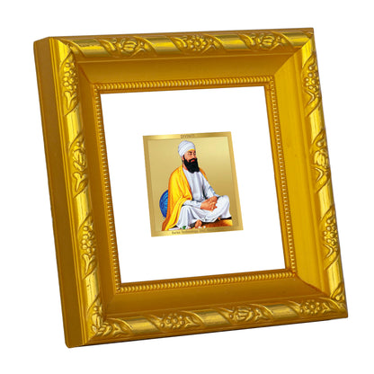DIVINITI 24K Gold Plated Foil Guru Tegh Bahadar Sahib Ji Photo Frame for Home Decor, Wall Hanging, Puja Room, Workshop, Gifts|DG103S1A (10x10 CM)