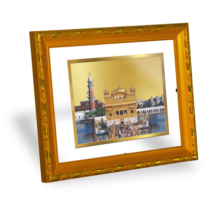 DIVINITI 24K Gold Plated Foil Sachkhand Shri Darbar Sahib (Golden Temple) Modern Photo Frame for Wall Hanging, Workshop, Table Top, Home Decor, Gift|DG103 Size 2 (22.6x18.4 CM)
