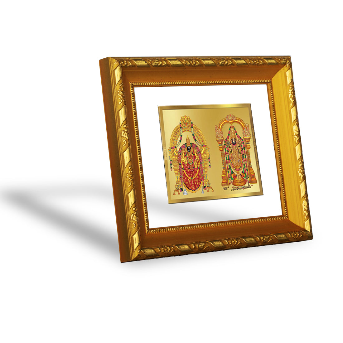 DIVINITI 24K Gold Plated Foil Padmavathi Balaji Wall Photo Frame for Home Decor, Puja Room DG 103 Size 1 (15.3x14.9 CM)