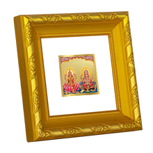 Load image into Gallery viewer, DIVINITI 24K Gold Plated Lakshmi Ganesha Photo Frame For Home Decor, Diwali Puja, Wealth (10.8 X 10.8 CM)
