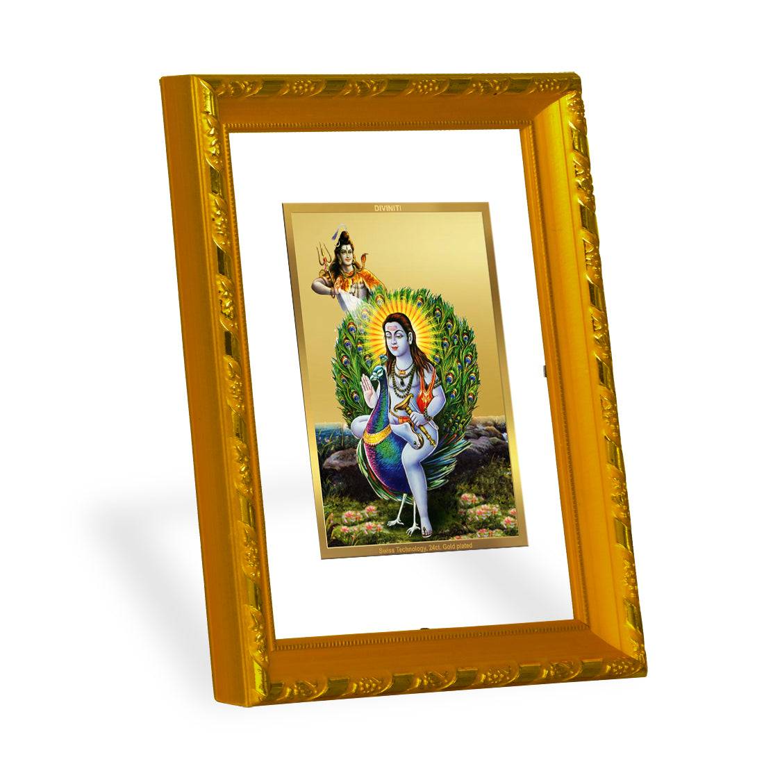 DIVINITI 24K Gold Plated Foil Baba Balak Nath Photo Frame Idol for Home Decor, Table Top, Wall Hanging, Workshop, Premium Gift|DG103 Size 2 (22.6x18.4 CM)