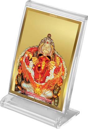 Diviniti 24K Gold Plated Foil Siddhivinayak Frame For Car Dashboard, Home Decor, Puja, Gift  (ACF 3 ) (11 x 6.8 CM)