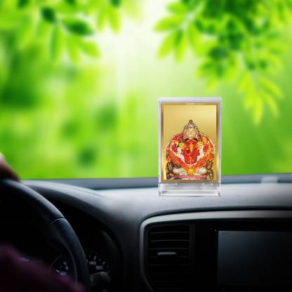 Diviniti 24K Gold Plated Foil Siddhivinayak Frame For Car Dashboard, Home Decor, Puja, Gift  (ACF 3 ) (11 x 6.8 CM)