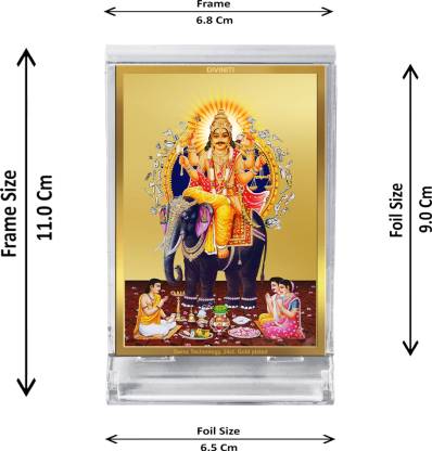 Diviniti 24K Gold Plated Foil Vishvakarma Ji Frame For Car Dashboard, Home Decor, Tabletop, Puja, Gift (11 x 6.8 CM)