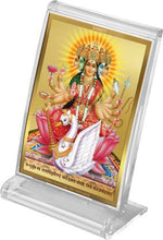 Load image into Gallery viewer, Diviniti 24K Gold Plated Gayatri Mata Frame For Car Dashboard, Home Decor, Puja, Gift (11 x 6.8 CM)
