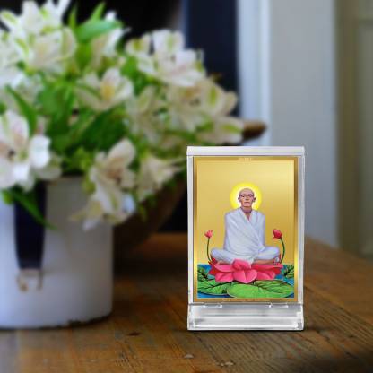 Diviniti 24K Gold Plated Foil Ram Thakur Frame For Car Dashboard, Home Decor, Gift (11 x 6.8 CM)
