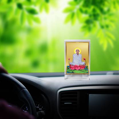 Diviniti 24K Gold Plated Foil Ram Thakur Frame For Car Dashboard, Home Decor, Gift (11 x 6.8 CM)