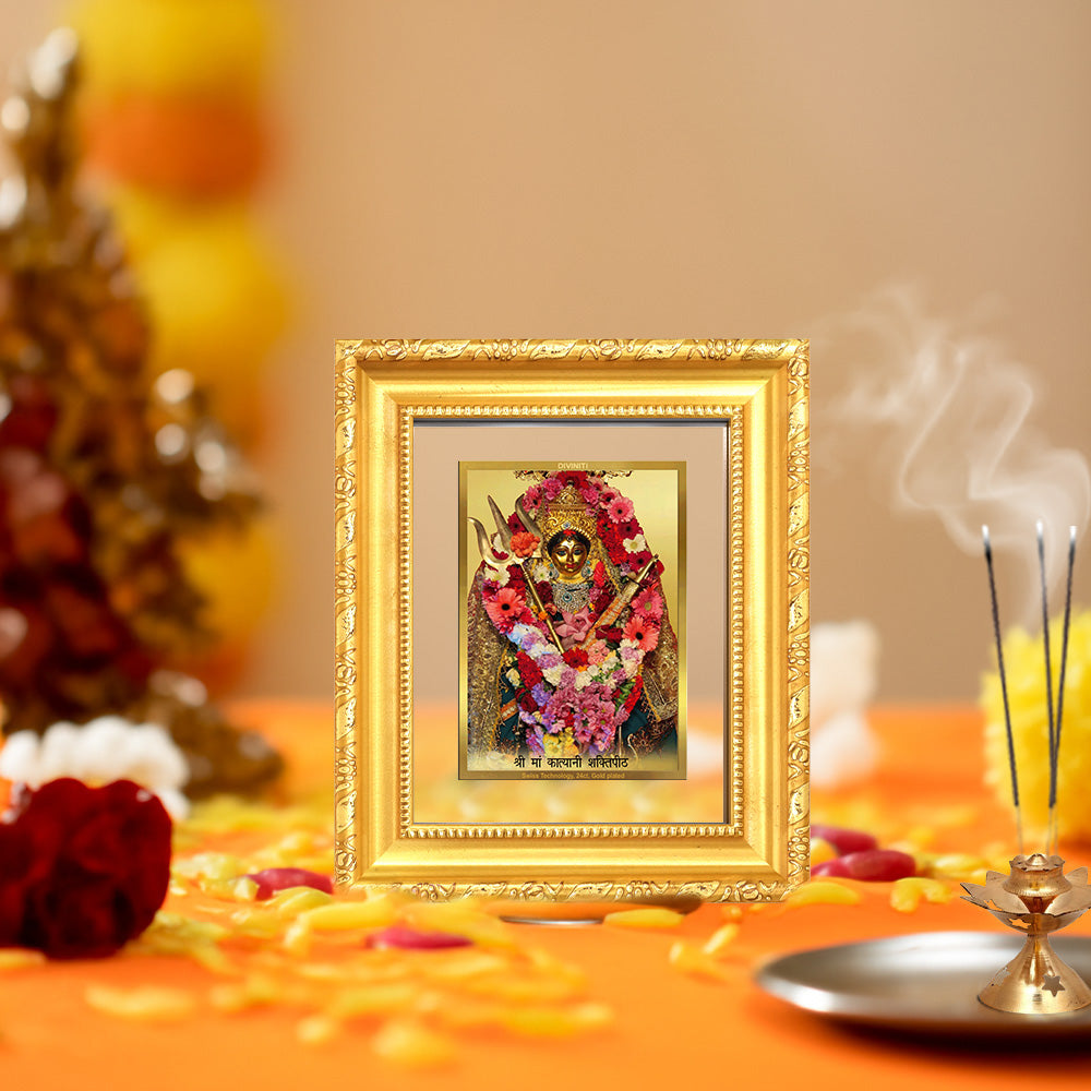 Diviniti 24K Gold Plated Katyayani Mata |Divine Table Top Frame for Home Mandir & Office Decor | Luxury Spiritual Gift
