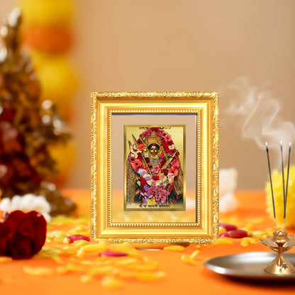 Diviniti 24K Gold Plated Katyayani Mata |Divine Table Top Frame for Home Mandir & Office Decor | Luxury Spiritual Gift
