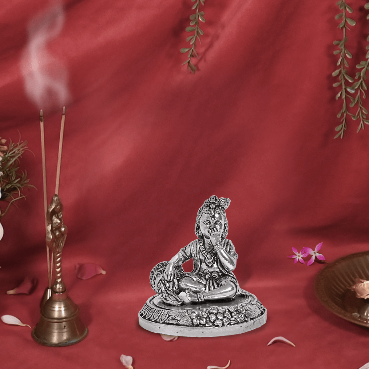 Pure Silver Bal Makhan Gopal Idol Statue (6x6 cm 94.5g)
