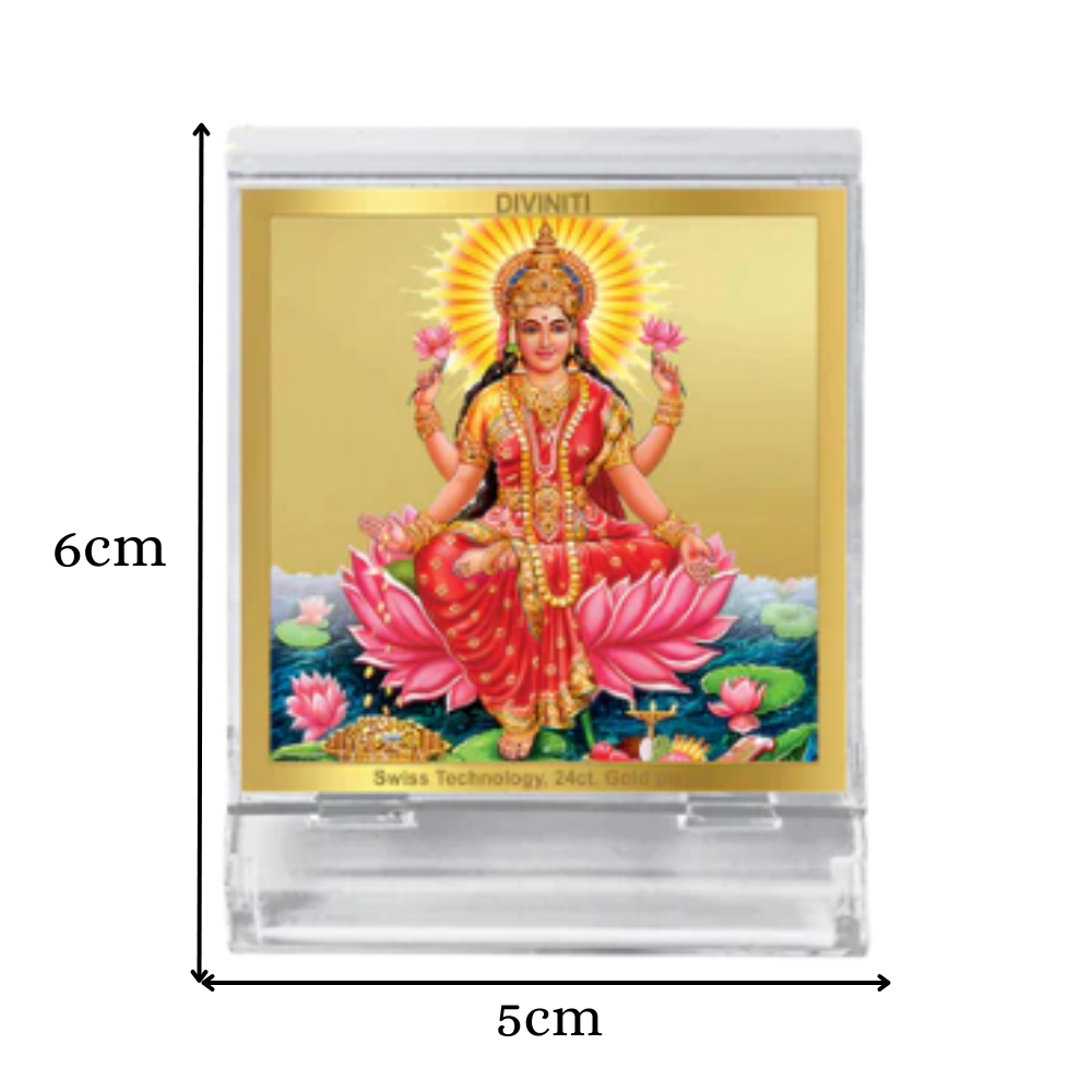 Lakshmi | Divine Goddess Lakshmi Car Dashboard & Tabletop Photo Frame in 24K Gold Plated Foil