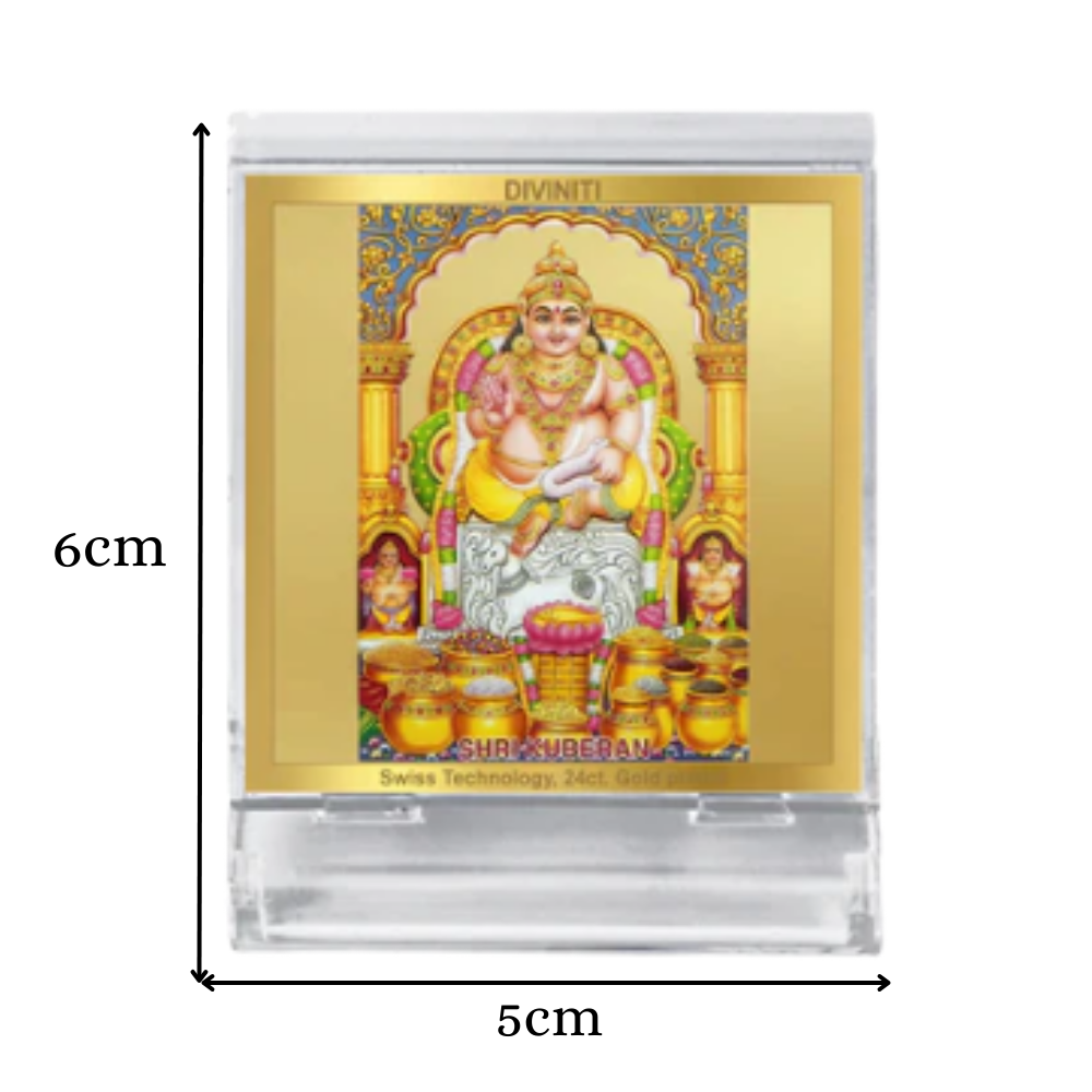 Kuber Ji | Divine Lord Kuber Car Dashboard & Tabletop Photo Frame in 24K Gold Plated Foil