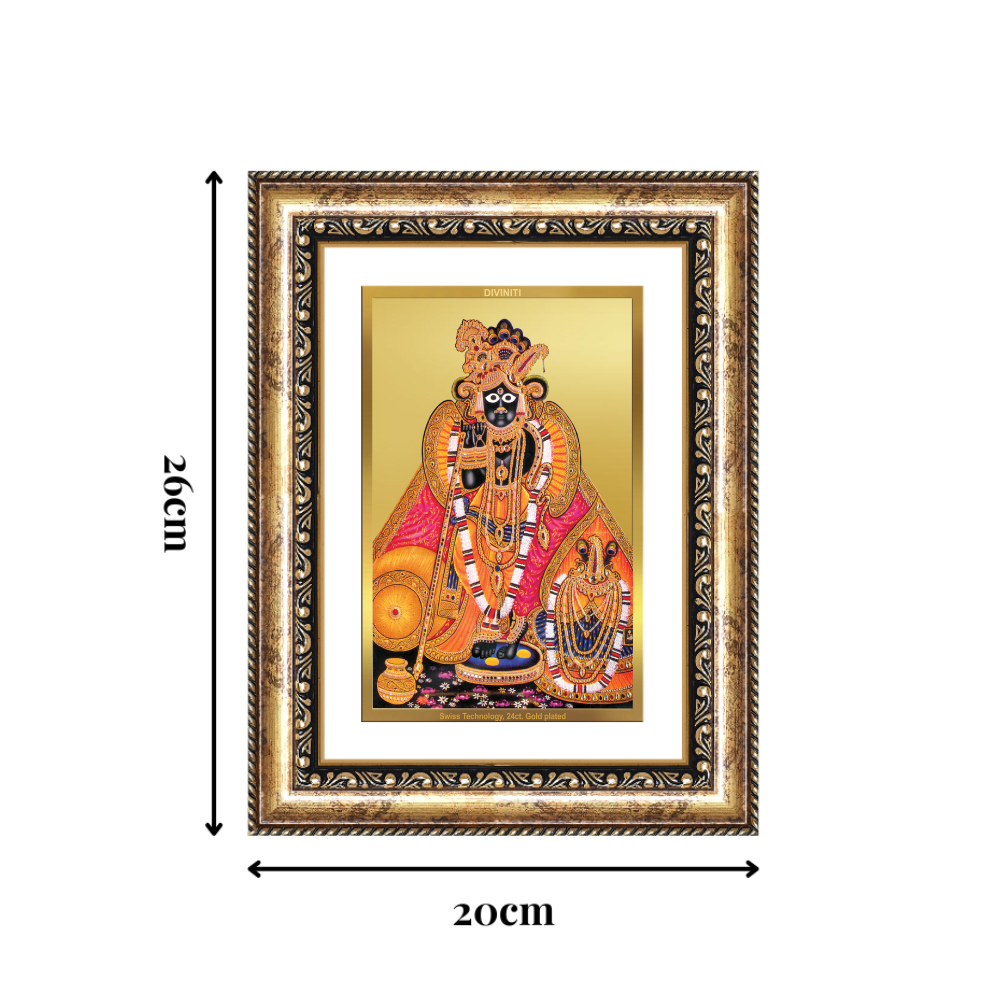 Diviniti 24K Gold Plated Banke Bihari Ji (Classic) Divine Wall Frame for Home Mandir & Office Decor | Luxury Spiritual Gift