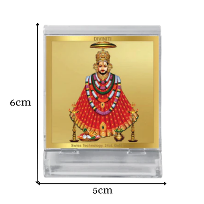 Khatu Shyam Ji | Divine Lord Shyam Car Dashboard & Tabletop Photo Frame in 24K Gold Plated Foil
