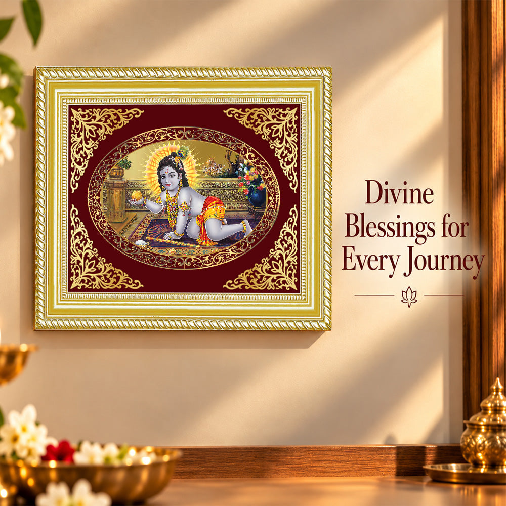 24K Gold-Plated Laddu Gopal Frame | Premium Gift Box | 26x20 CM