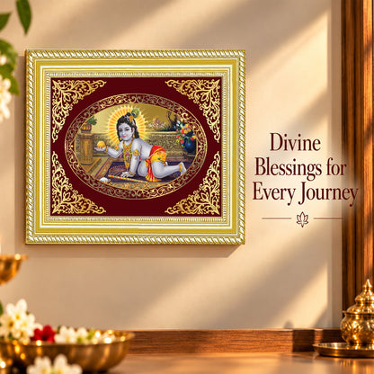 24K Gold-Plated Laddu Gopal Frame | Premium Gift Box | 26x20 CM
