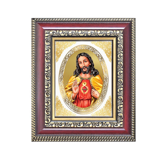 Jesus Christ Divine Christian Sacred Faith & Redemption Royal Tabletop Frame in 24K Gold Plated Foil