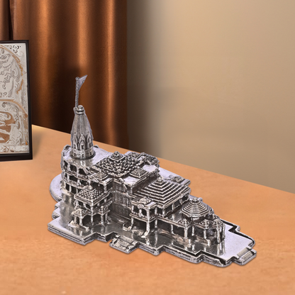 925 Pure Silver Ram Mandir Idol Statue Exquisite Spiritual Artistry Craftsmanship Devotion for Home Office Décor, Tabletop, Puja Room Gift (4x8 CM, 141g)