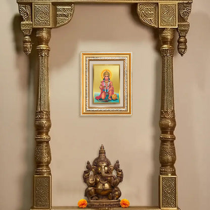 Diviniti 24K Gold Plated Ashirwad Hanuman (Classic) Divine Wall and Table Top Frame for Home Mandir & Office Decor | Luxury Spiritual Gift