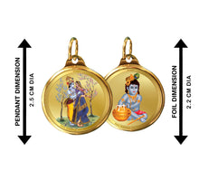 Load image into Gallery viewer, Diviniti 24K Double sided Gold Plated Pendant  RADHA KRISHNA &amp; BALGOPAL|28 MM Flip Coin (1 PCS)
