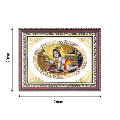 Laddu Gopal | Divine Baby Krishna Seva Wall & Tabletop Royal Photo Frame in 24K Gold Plated Foil