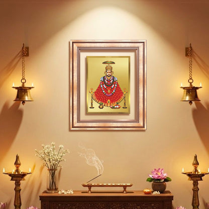 Diviniti 24K Gold Plated Khatu Shyam (Classic) Divine Wall Frame for Home Mandir & Office Decor | Luxury Spiritual Gift