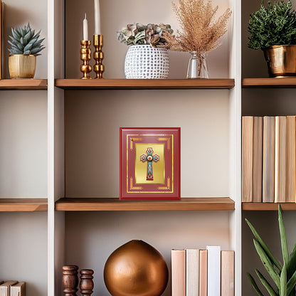 Diviniti 24K Gold Plated Holy Cross Wall & Tabletop Photo Frame | Sacred Christian Art | Faith, Hope & Divine Blessings