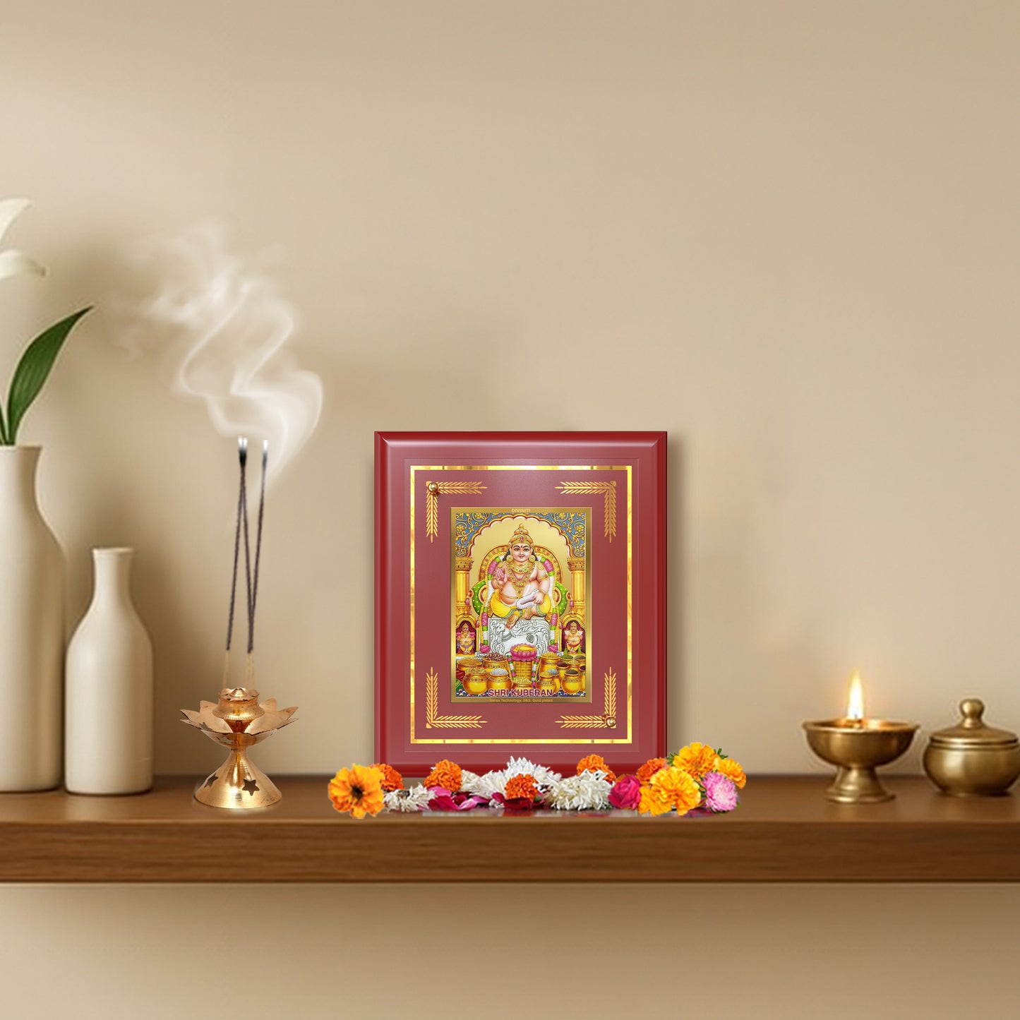 Lord Kuber | God of Wealth Wall & Tabletop Photo Frame in 24K Gold Plated Foil