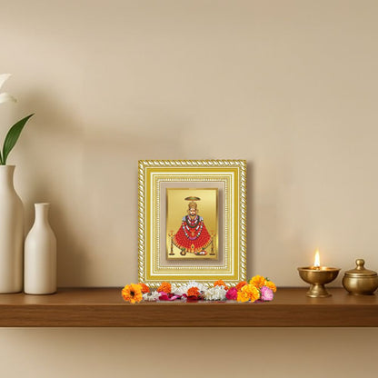 Diviniti 24K Gold Plated Khatu Shyam Divine Table Top Frame for Home Mandir & Office Decor | Luxury Spiritual Gift