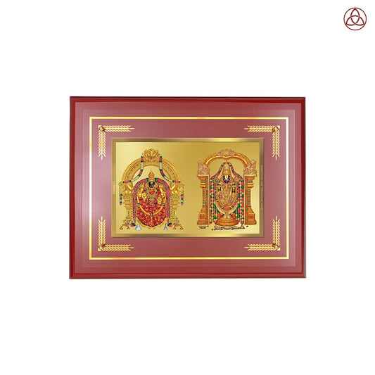 Lord Venkateswara Tirupati Balaji & Goddess Padmavati | Divine Couple Wall Photo Frame in 24K Gold Plated Foil