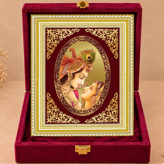 24K Gold-Plated Radha Krishna Frame | Premium Gift Box | 26x20 CM