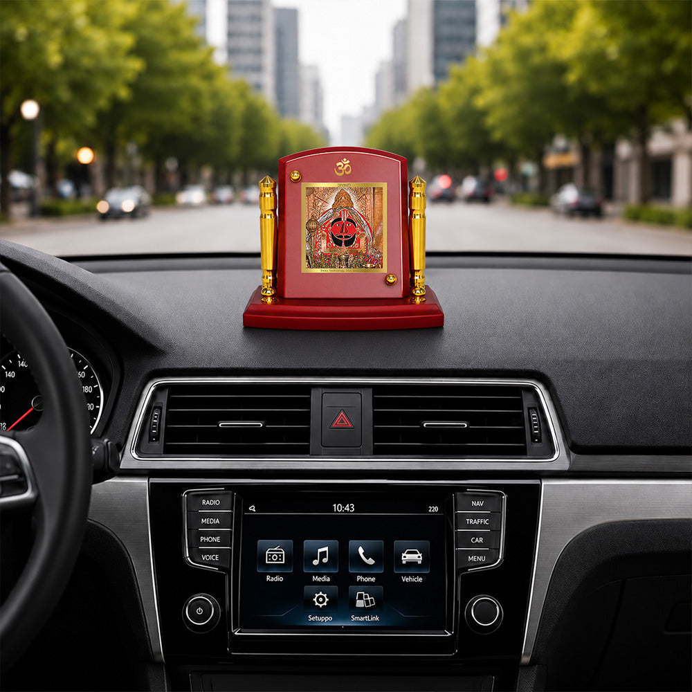 24K Gold-Plated Salasar Balaji MDF Car Dashboard Frame | 7.5x9 CM