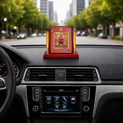 24K Gold-Plated Salasar Balaji MDF Car Dashboard Frame | 7.5x9 CM