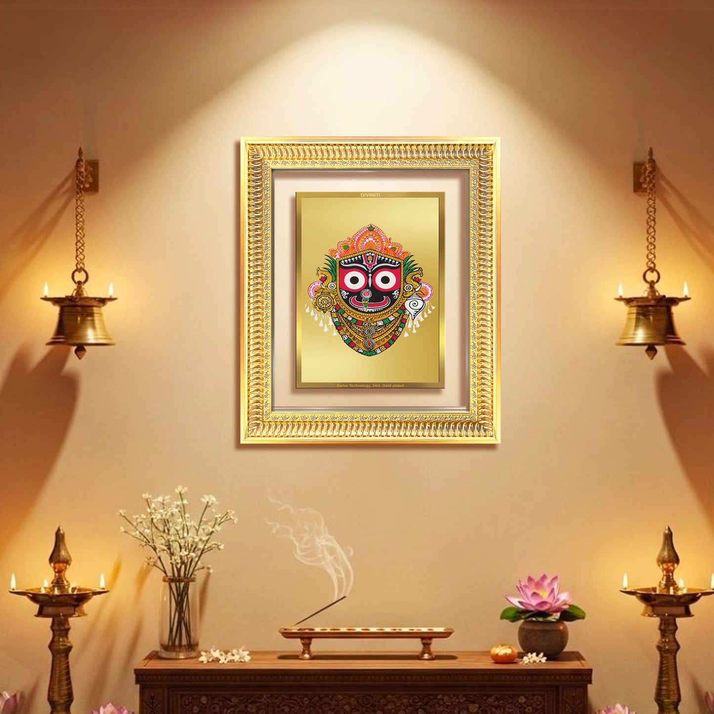 Diviniti 24K Gold Plated Jagannath (Classic) Divine Wall Frame for Home Mandir & Office Decor | Luxury Spiritual Gift