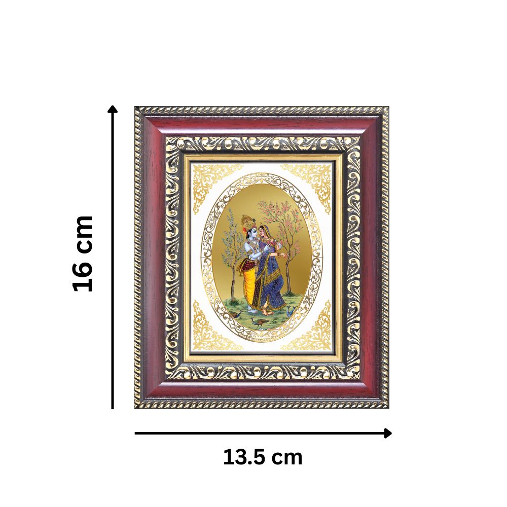Radha Krishna Divine Eternal Love Sacred Spiritual Royal Tabletop Frame in 24K Gold Plated Foil