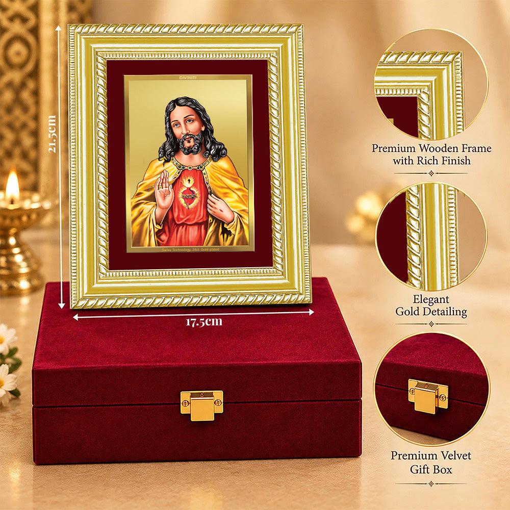 24K Gold-Plated Jesus Christ Frame | Premium Gift Box | 17.5x21.5 CM