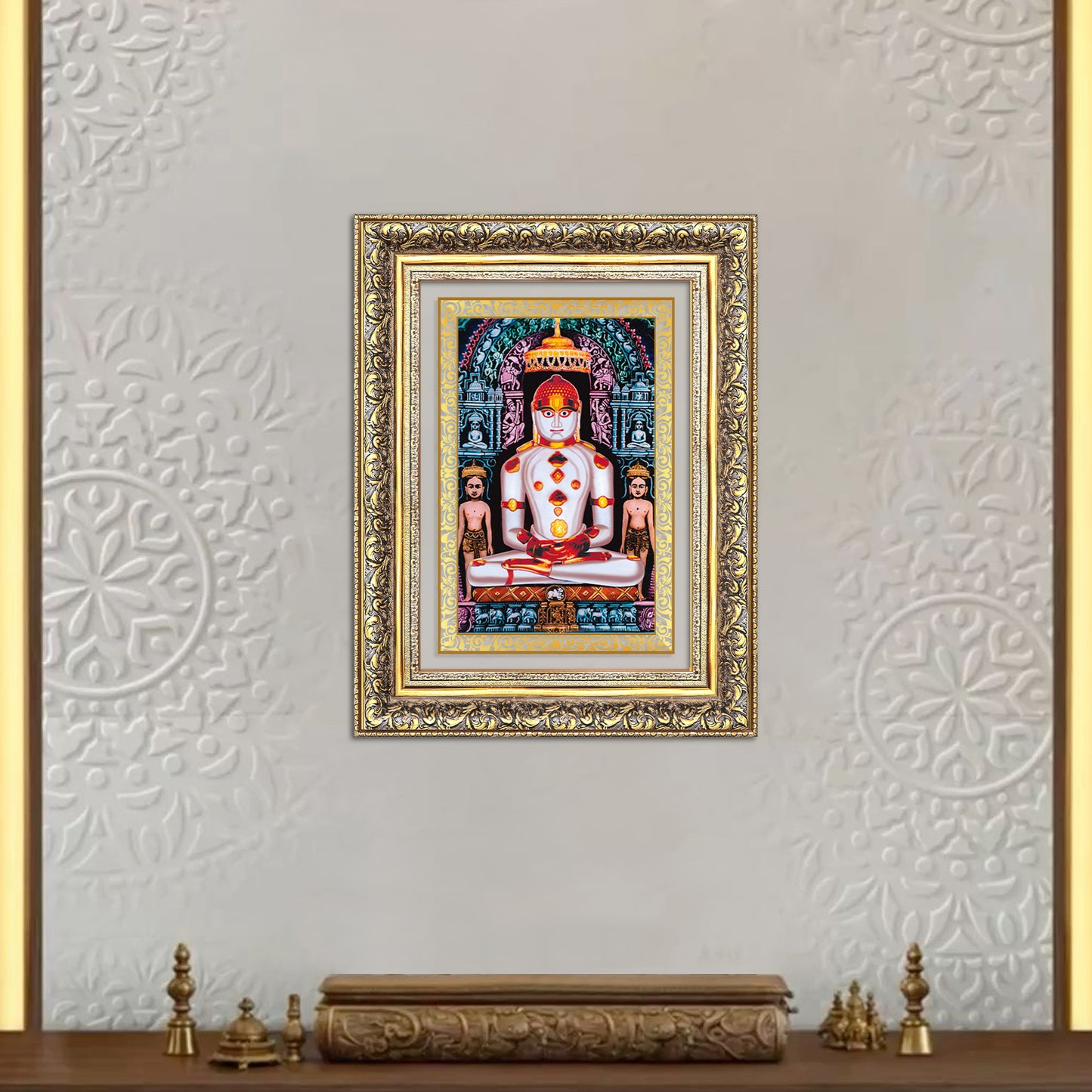 Diviniti 24K Gold Plated Adinath Divine Wall Frame for Home Mandir & Office Decor | Premium Jain Spiritual Gift