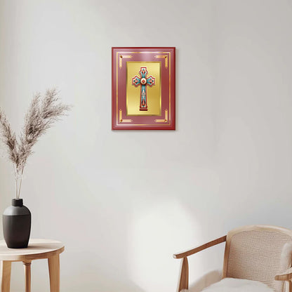 Holy Cross | Sacred Christian Cross Wall & Tabletop Photo Frame in 24K Gold Plated Foil