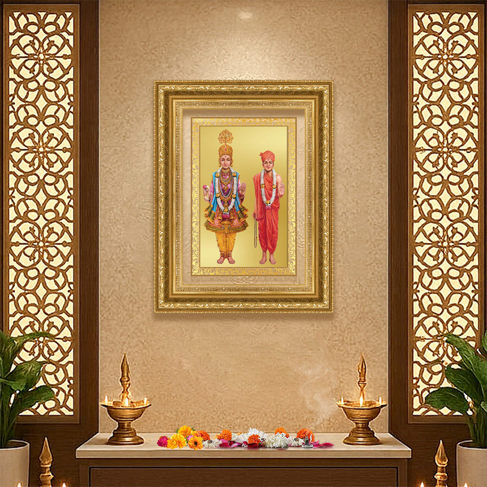 Diviniti 24K Gold Plated Swaminarayan (Classic) Divine Wall Frame for Home Mandir & Office Decor | Luxury Spiritual Gift