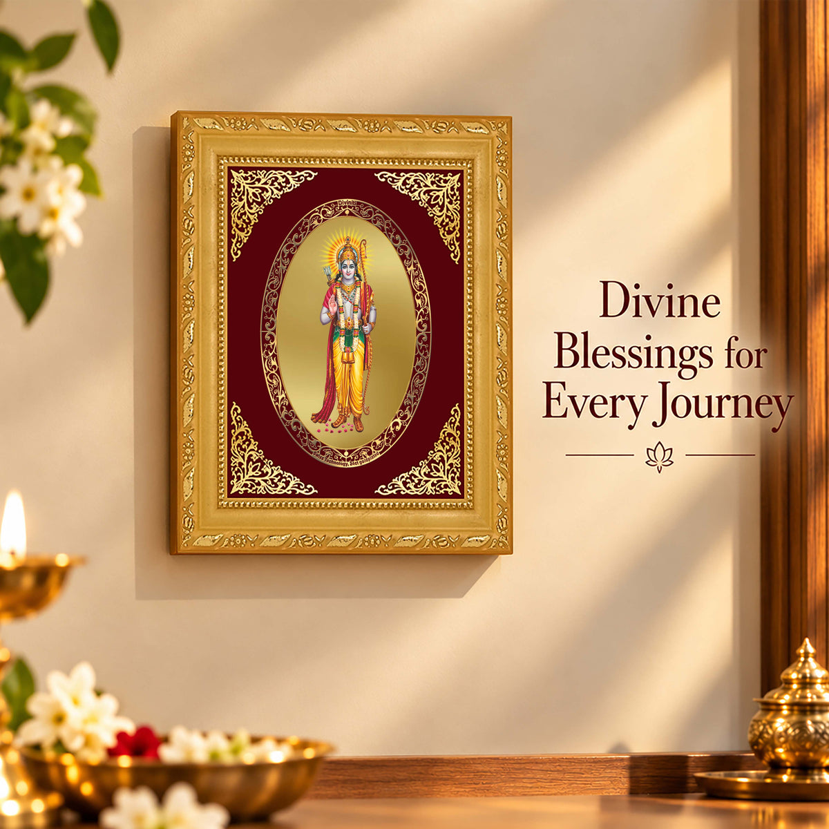 24K Gold-Plated Lord Ram Ji Frame | Premium Gift Box | 21.5x17.5 CM