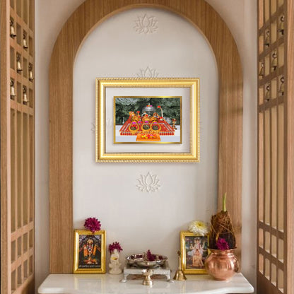 Diviniti 24K Gold Plated Mata Ka Darbar (Classic) Divine Wall Frame for Home Mandir & Office Decor | Luxury Spiritual Gift