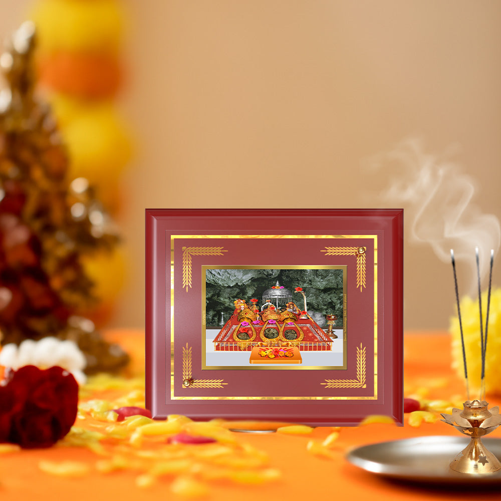 Diviniti 24K Gold Plated Mata Ka Darbar Wall & Tabletop Photo Frame | Divine Blessings, Strength & Spiritual Harmony