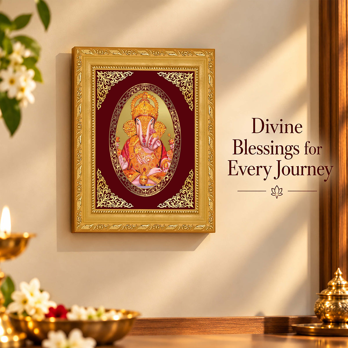24K Gold-Plated Dagadu Ganesha Frame | Premium Gift Box | 21.5x17.5 CM