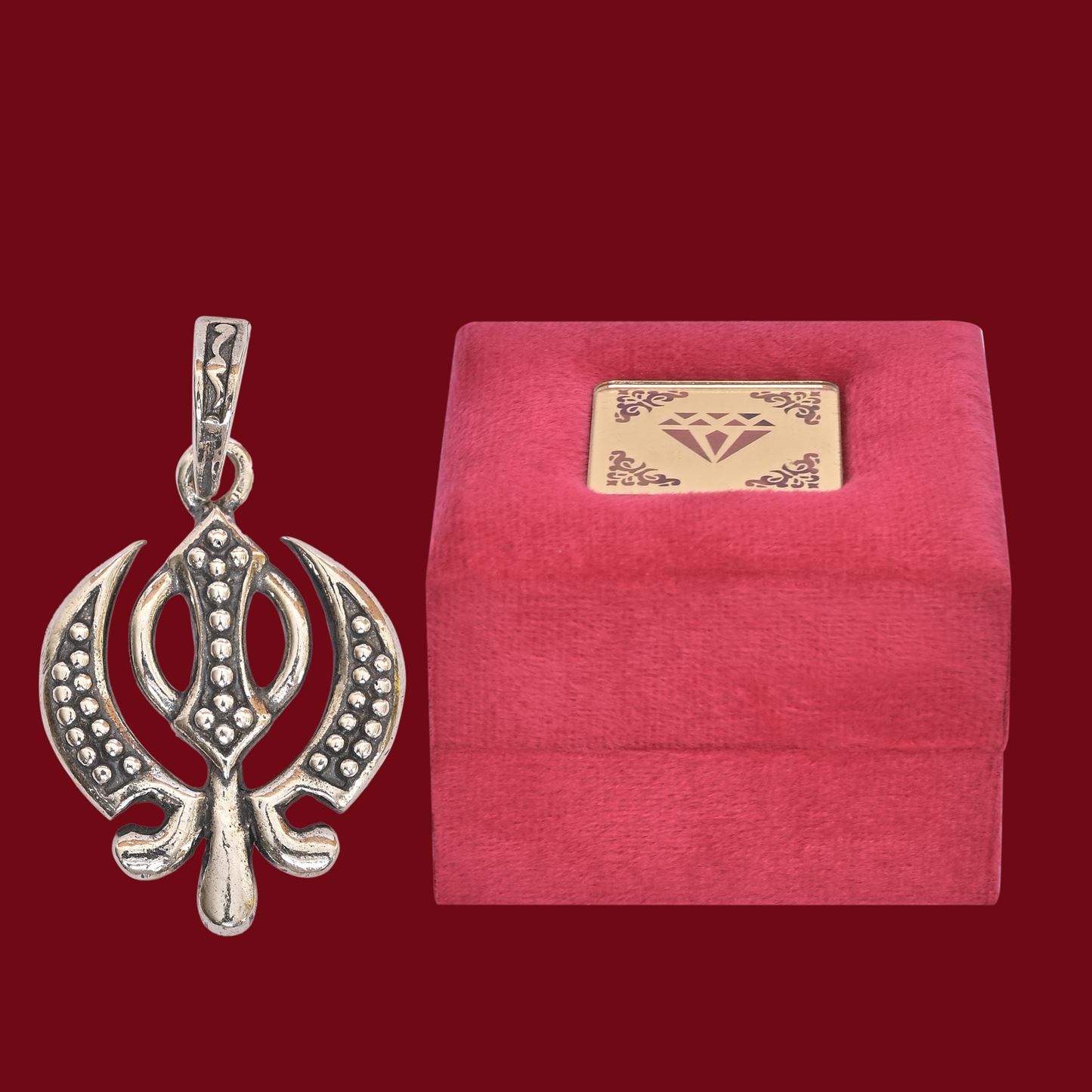DIVINITI 925 Pure Silver Khanda Sahib Pendant for Men, Women & Kids Divine God Pendant for Birthday, Anniversary, Special Occasion Gift (2.1x1.7 cm, 5g)