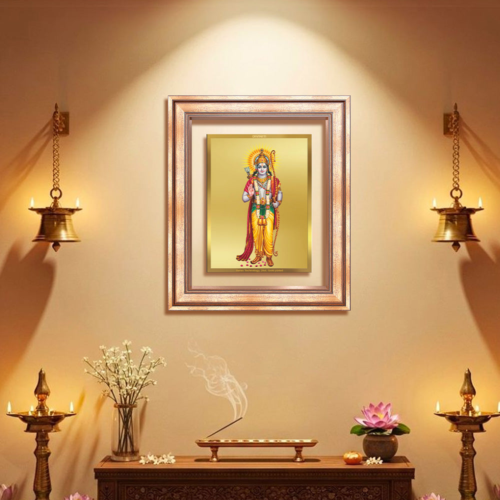 Diviniti 24K Gold Plated Ram Ji (Classic) Divine Wall Frame for Home Mandir & Office Decor | Luxury Spiritual Gift
