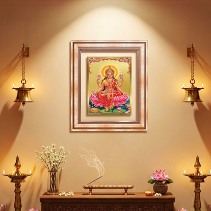 Diviniti 24K Gold Plated Lakshmi (Classic) Divine Wall Frame for Home Mandir & Office Decor | Luxury Spiritual Gift
