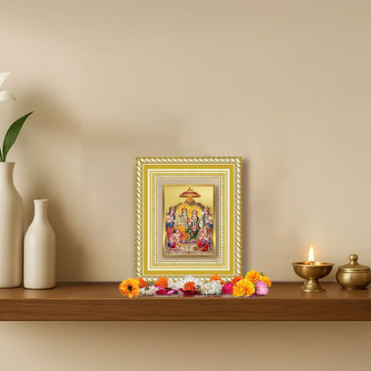 Diviniti 24K Gold Plated Ram Darbar Divine Table Top Frame for Home Mandir & Office Decor | Luxury Spiritual Gift